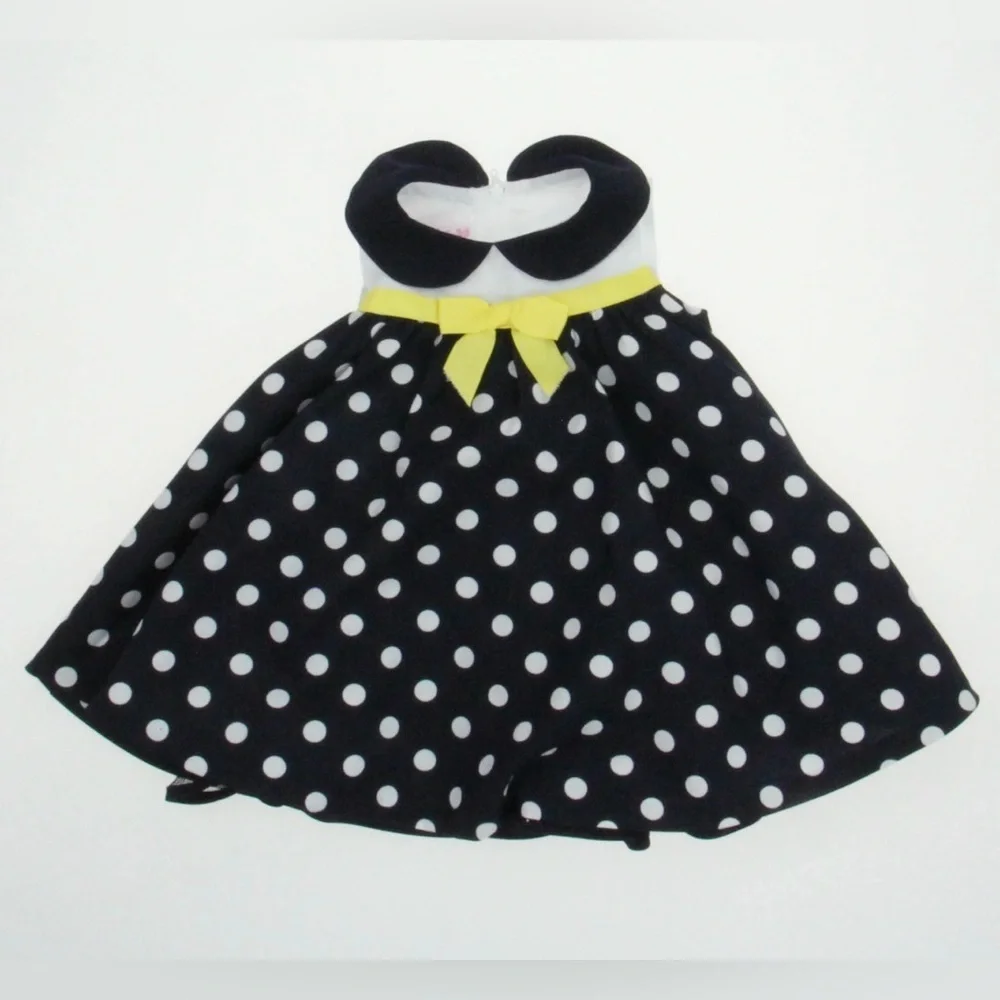 Bonnie Baby Navy Dress with Yellow Accent and polka dots